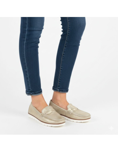 Półbuty damskie mokasyny złote vice versa 834281