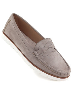 Półbuty damskie mokasyny zamszowe taupe vice versa 834280