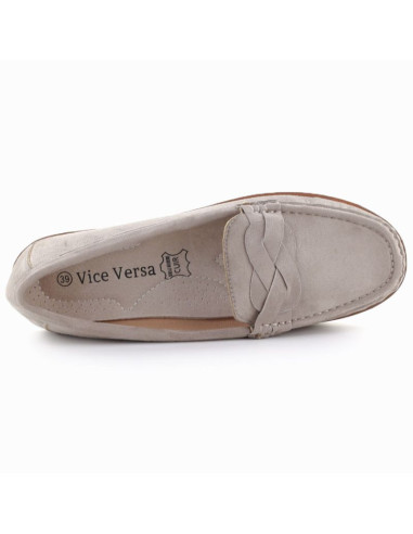 Półbuty damskie mokasyny zamszowe taupe vice versa 834280