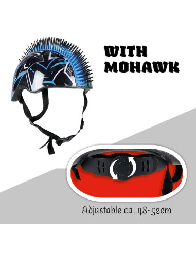 Kask rowerowy dziecięcy regulowany no fear mohawk r.(48-52cm) black/ blue