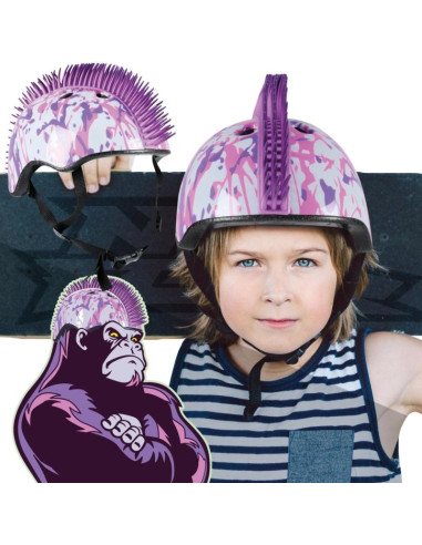 Kask rowerowy dziecięcy regulowany no fear mohawk r.(48-52cm) white/purple