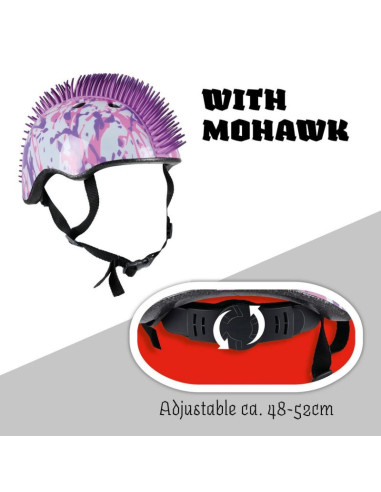 Kask rowerowy dziecięcy regulowany no fear mohawk r.(48-52cm) white/purple
