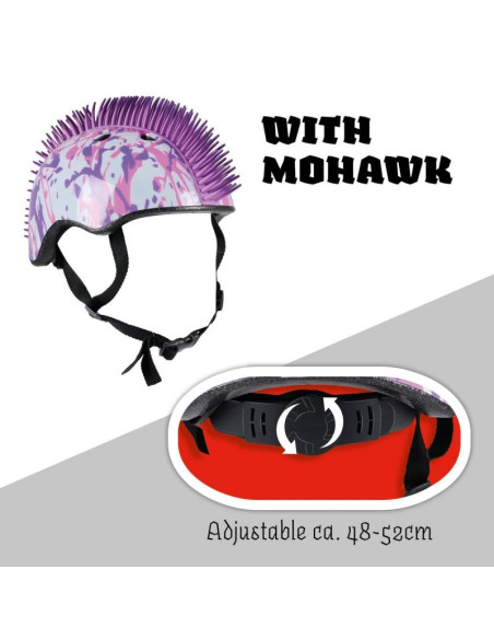 Kask rowerowy dziecięcy regulowany no fear mohawk r.(48-52cm) white/purple