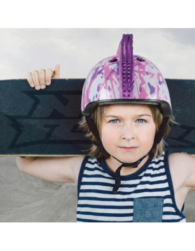 Kask rowerowy dziecięcy regulowany no fear mohawk r.(48-52cm) white/purple
