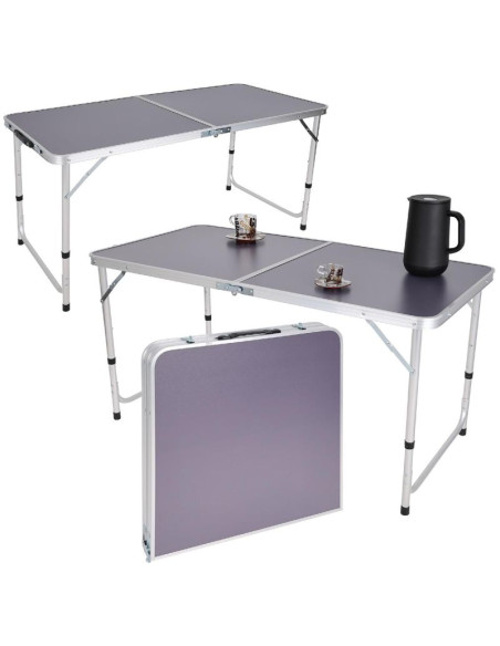 Stolik turystyczny składany kempingowy 120x60x70/62/55cm szary