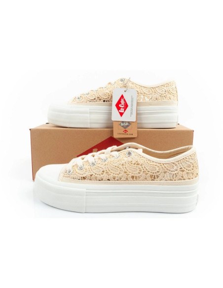 Lee cooper buty sportowe damskie trampki koronkowe ażurowe platforma