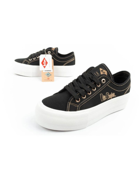 Lee cooper buty sportowe damskie trampki platforma czarne ze złotym