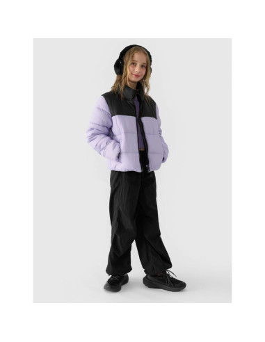 Kurtka puchowa z wypełnieniem syntetycznym dziewczęca 4f junior 4fjwaw24tdjaf452-51s