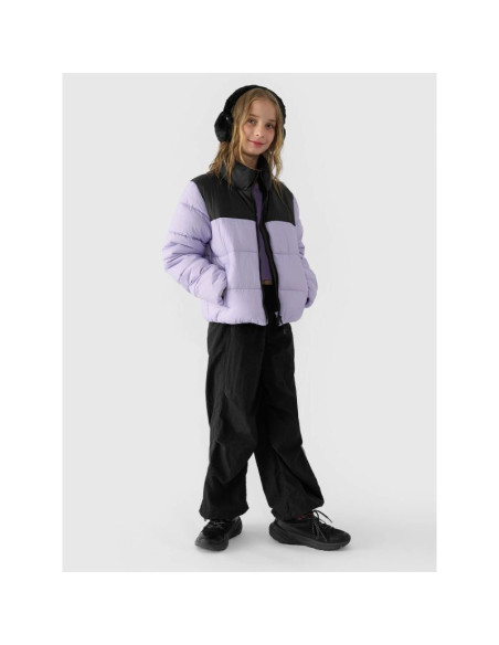 Kurtka puchowa z wypełnieniem syntetycznym dziewczęca 4f junior 4fjwaw24tdjaf452-51s