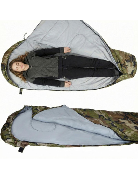 Śpiwór turystyczny moro 210x80x50cm z kompresją enero camp