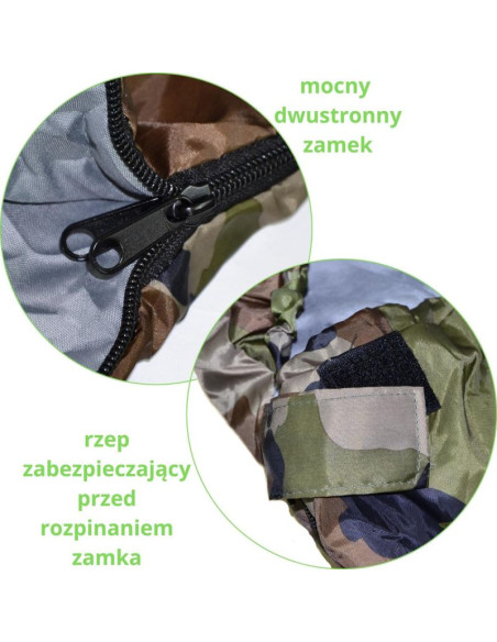 Śpiwór turystyczny moro 210x80x50cm z kompresją enero camp