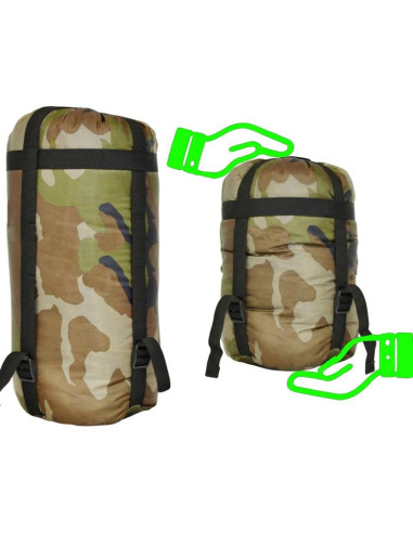 Śpiwór turystyczny moro 210x80x50cm z kompresją enero camp