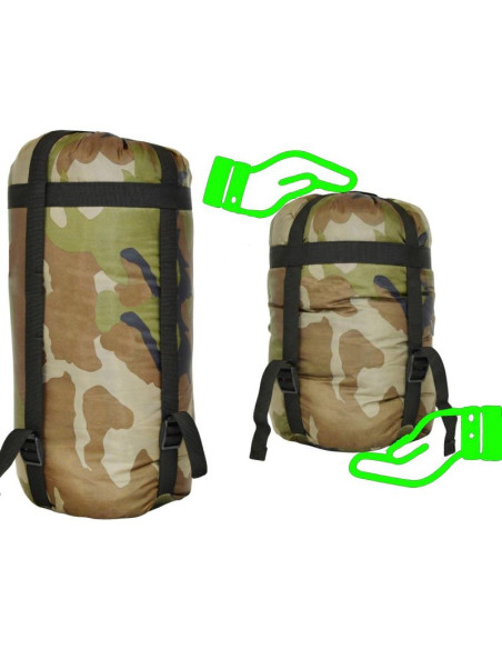 Śpiwór turystyczny moro 210x80x50cm z kompresją enero camp