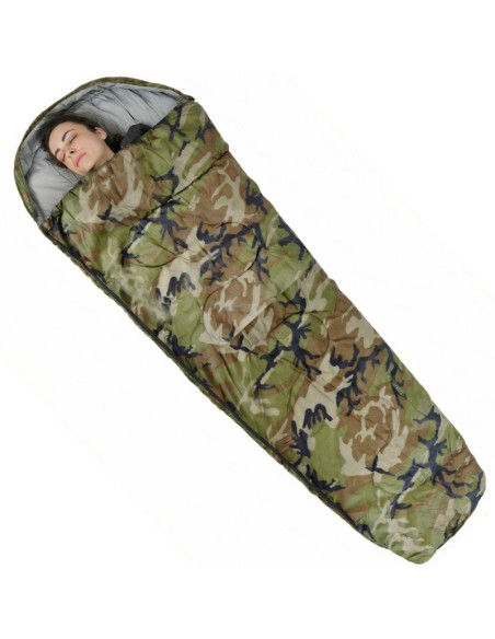 Śpiwór turystyczny moro 210x80x50cm z kompresją enero camp