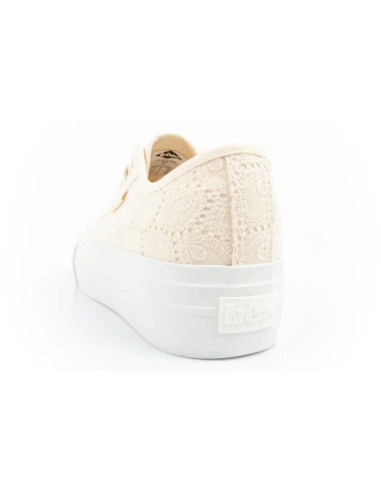 Lee cooper buty sportowe damskie trampki koronkowe beżowe platforma