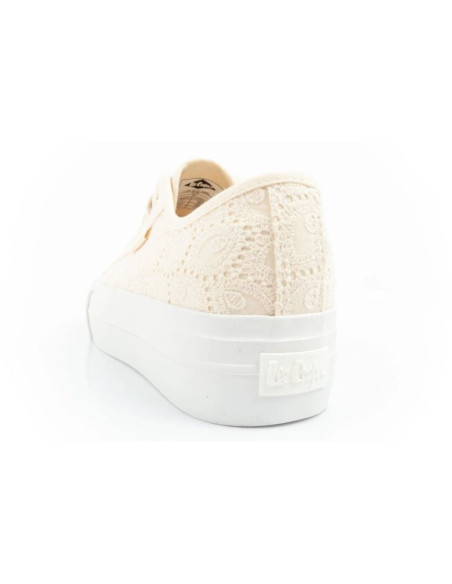 Lee cooper buty sportowe damskie trampki koronkowe beżowe platforma