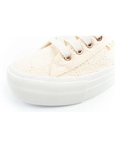 Lee cooper buty sportowe damskie trampki koronkowe beżowe platforma