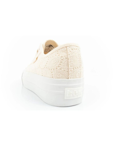 Lee cooper buty sportowe damskie trampki koronkowe beżowe platforma