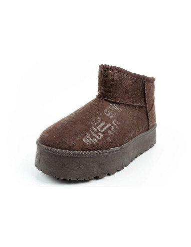 Lee cooper buty śniegowce damskie zimowe modne futerko ocieplane botki ciemny brąz