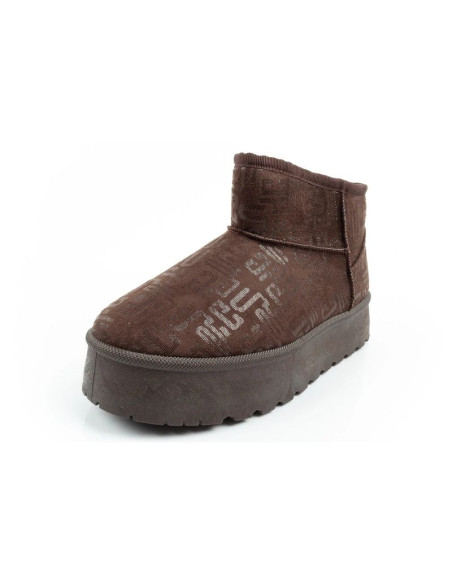 Lee cooper buty śniegowce damskie zimowe modne futerko ocieplane botki ciemny brąz