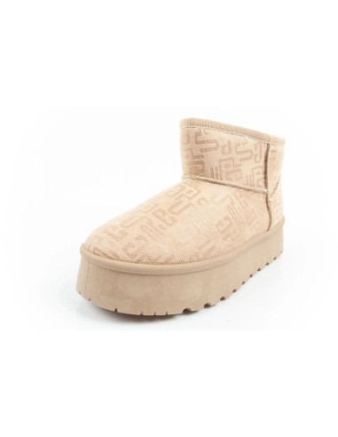 Lee cooper buty śniegowce damskie zimowe modne futerko ocieplane botki beżowe