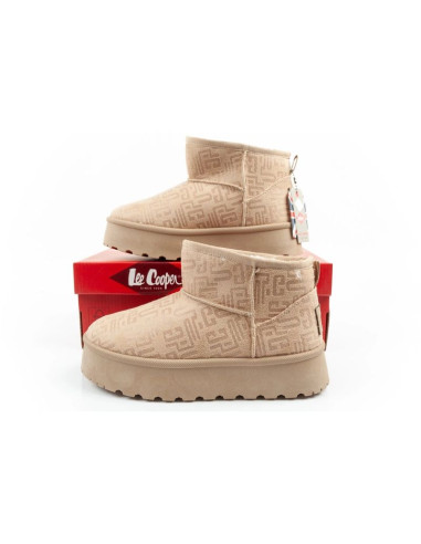 Lee cooper buty śniegowce damskie zimowe modne futerko ocieplane botki beżowe