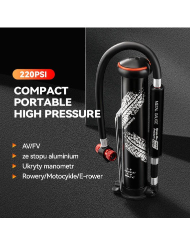Rockbros mini pompka rowerowa składana 220psi