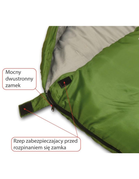 Śpiwór turystyczny nepal 210x80x50cm zielony enero camp