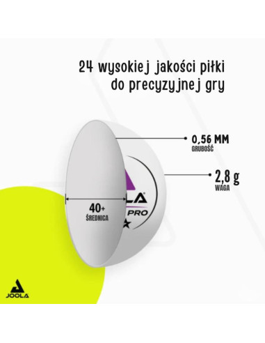Piłeczki do tenisa stołowego joola pro 3 star 24szt białe