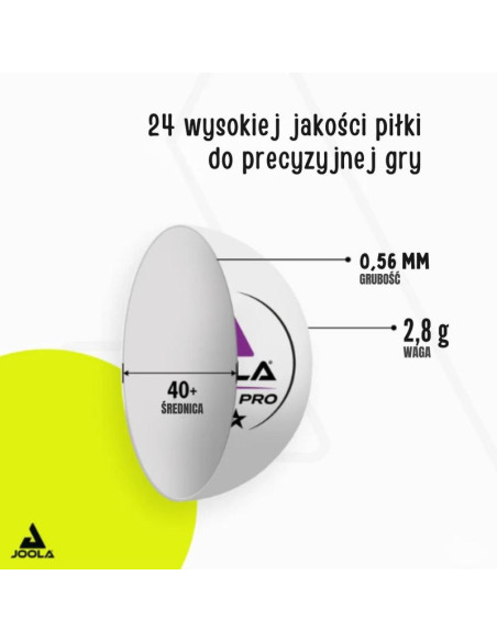 Piłeczki do tenisa stołowego joola pro 3 star 24szt białe