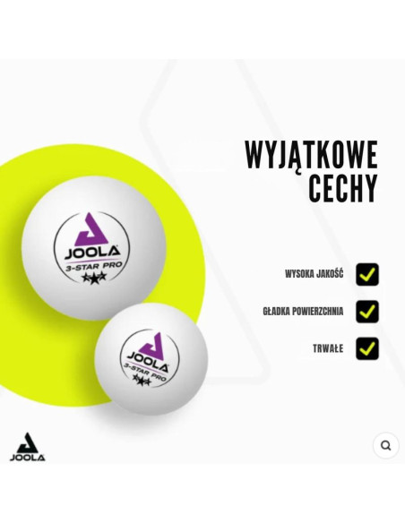 Piłeczki do tenisa stołowego joola pro 3 star 24szt białe
