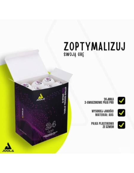 Piłeczki do tenisa stołowego joola pro 3 star 24szt białe