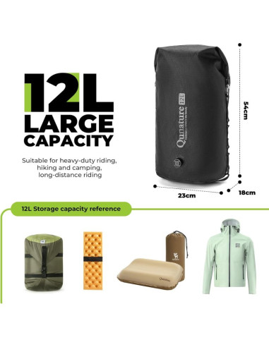 Qunature wodoszczelna torba z zaworem czarna 12l