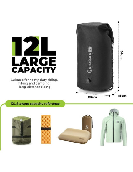 Qunature wodoszczelna torba z zaworem czarna 12l