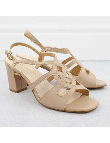 Sandały damskie na słupku beżowe sergio leone sk884