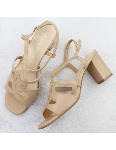 Sandały damskie na słupku beżowe sergio leone sk884