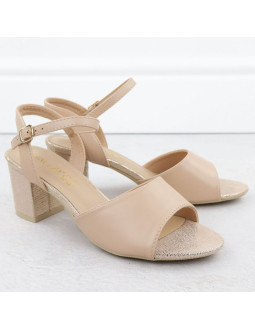 Sandały damskie na słupku beżowe vinceza 20275 2