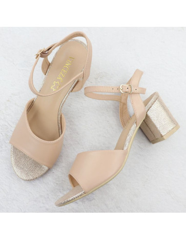 Sandały damskie na słupku beżowe vinceza 20275