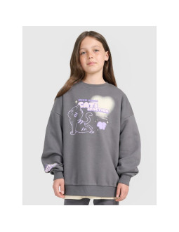 Bluza dresowa oversize nierozpinana bez kaptura dziewczęca 4f 4fjraw25tswsf2438-22s