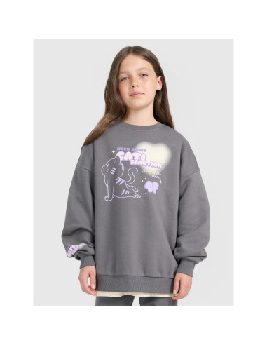 Bluza dresowa oversize nierozpinana bez kaptura dziewczęca 4f 4fjraw25tswsf2438-22s