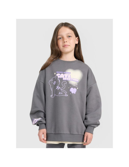 Bluza dresowa oversize nierozpinana bez kaptura dziewczęca 4f 4fjraw25tswsf2438-22s