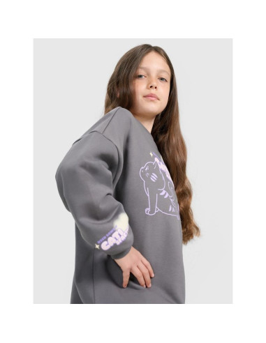 Bluza dresowa oversize nierozpinana bez kaptura dziewczęca 4f 4fjraw25tswsf2438-22s