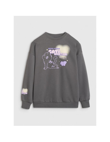 Bluza dresowa oversize nierozpinana bez kaptura dziewczęca 4f 4fjraw25tswsf2438-22s