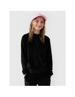 Bluza dresowa z weluru rozpinana z kapturem dziewczęca 4f junior 4fjwaw24tswsf1217-20s