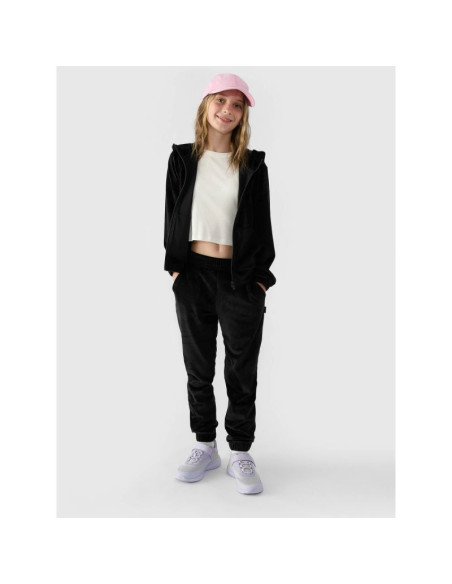 Bluza dresowa z weluru rozpinana z kapturem dziewczęca 4f junior 4fjwaw24tswsf1217-20s