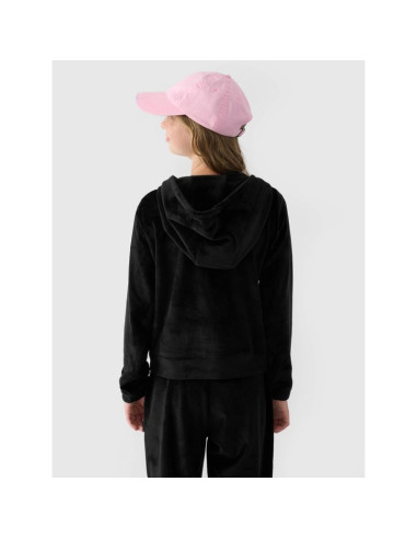 Bluza dresowa z weluru rozpinana z kapturem dziewczęca 4f junior 4fjwaw24tswsf1217-20s