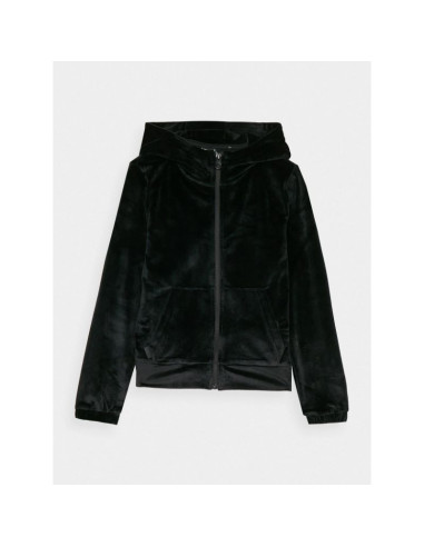 Bluza dresowa z weluru rozpinana z kapturem dziewczęca 4f junior 4fjwaw24tswsf1217-20s