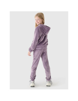 Bluza dresowa z weluru rozpinana z kapturem dziewczęca 4f junior 4fjwaw24tswsf1217-51s 2