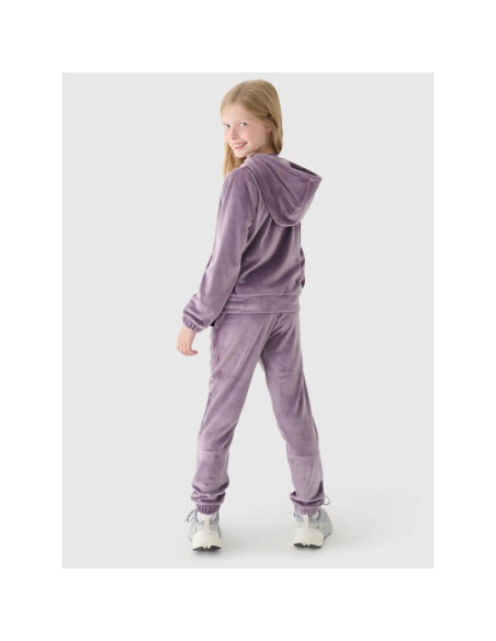 Bluza dresowa z weluru rozpinana z kapturem dziewczęca 4f junior 4fjwaw24tswsf1217-51s