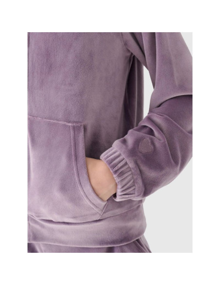 Bluza dresowa z weluru rozpinana z kapturem dziewczęca 4f junior 4fjwaw24tswsf1217-51s